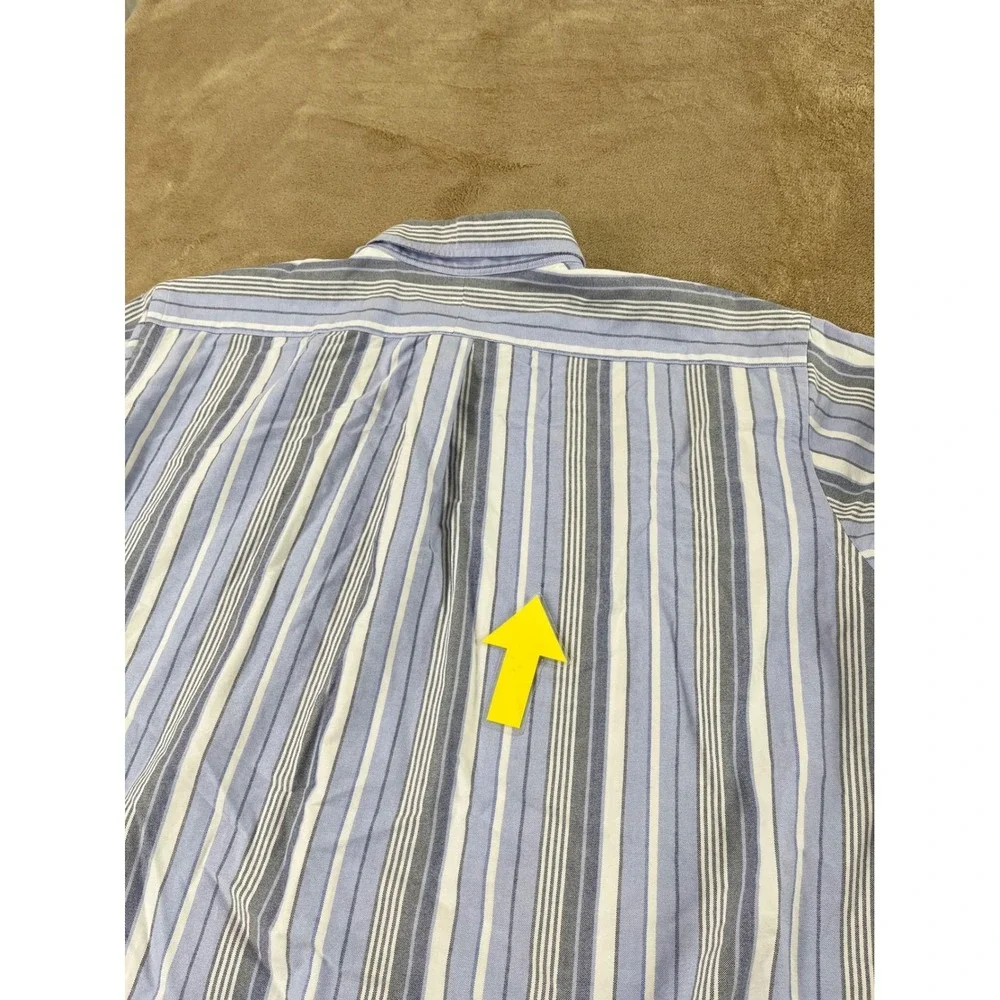 Polo Ralph Lauren shirt men's size 2XB Big Striped Button Down Blue Fresh‎ Pony